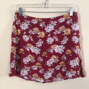 Red floral skirt